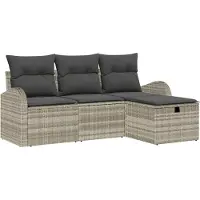 vidaXL Bankstel 4 st Lichtgrijs poly rattan