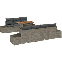 vidaXL Tuinbank Set 8 st Grijs Poly rattan