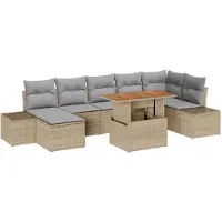 vidaXL Tuinbank Set 8 st Beige Poly rattan