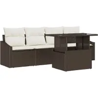 vidaXL Tuinbank Set 5 st Bruin poly rattan