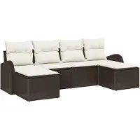 vidaXL Tuinbank Set met kussen 6 pcs Bruin Poly Riet
