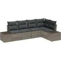 vidaXL Tuinbank Set 5 st Grijs poly rattan