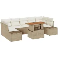 vidaXL Tuinbank Set 8 st Beige Poly rattan