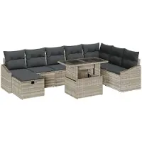 vidaXL Tuinbank Set 9 st poly rattan