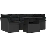 vidaXL Tuinbank Set 7 st Zwart poly rattan