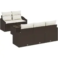 vidaXL Bankstel 6 st Bruin en Crème poly rattan