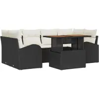 vidaXL Tuinbank Set 7 st Zwart en crème