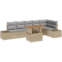 vidaXL Tuinbank Set 7 st Beige en Grijs