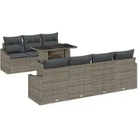 vidaXL Tuinset met 8 zitplaatsen, grijs, van polyrotan