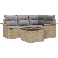 vidaXL Tuinbank Set 5 st Beige poly rattan