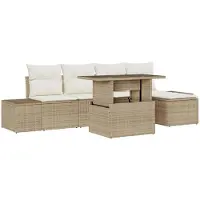 vidaXL Tuinbank Set 6 st Beige en Crème poly rattan