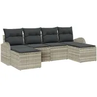 vidaXL Tuinbank Set 6 st Lichtgrijs [Synthetisch]: Poly Riet