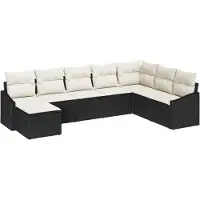 vidaXL Tuinbank Set 8 st Zwart en Crème poly rattan
