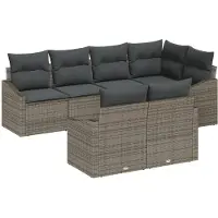vidaXL Tuinset, 7-delig, grijs, polyrotan