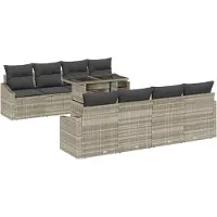 vidaXL Tuinbank Set 7 st Lichtgrijs poly rattan