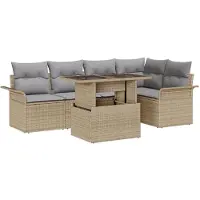 vidaXL Tuinbank Set 6 st Beige poly rattan