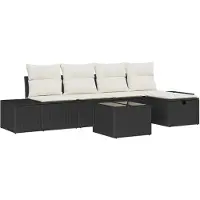 vidaXL Bankstel 6 st poly rattan