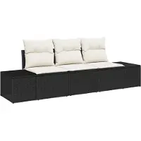 vidaXL Tuinset met 3 zitplaatsen, zwart en crème, van polyrotan