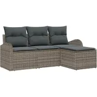 vidaXL Tuinset met loungebank, grijs, van polyrotan