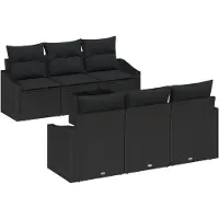 vidaXL Bankstel 7 st Zwart poly rattan