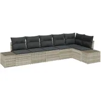 vidaXL Tuinbank Set 6 st Lichtgrijs poly rattan