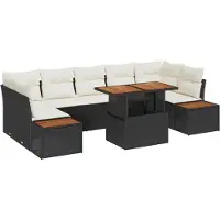 vidaXL Tuinset met 8 delen, zwart en beige