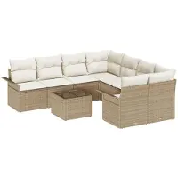 vidaXL Tuinbank Set 9 pcs Beige Poly rattan