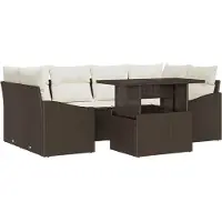 vidaXL Tuinbank Set 7 st Bruin en Crème poly rattan