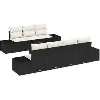 vidaXL Tuinbank Set 8 st Zwart en Crème poly rattan