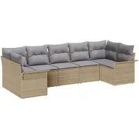 vidaXL Tuinbank Set 7 st Beige poly rattan