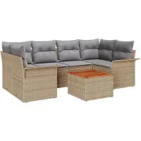 vidaXL Tuinbank Set 7 st Beige poly rattan