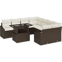 vidaXL Tuinbank Set 9 st Bruin en Crème poly rattan