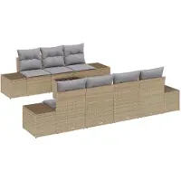 vidaXL Tuinbank Set 8 st Beige poly rattan
