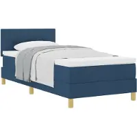 vidaXL Boxspring bed met kussen met hoofdeinde Blauw 90 x 200 cm Stof