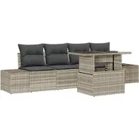 vidaXL Bankstel 5 st Lichtgrijs poly rattan