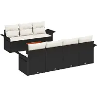 vidaXL Tuinbank Set 8 st Zwart poly rattan