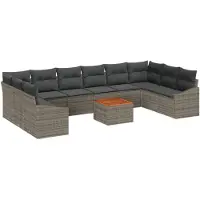 vidaXL Tuinbank Set 11 st Grijs poly rattan