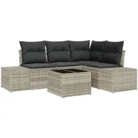 vidaXL Tuinbank Set met opslag Lichtgrijs poly rattan