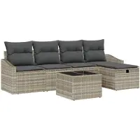 vidaXL Bankstel 6 st poly rattan