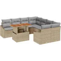 vidaXL Tuinbank Set 9 st Beige Poly rattan