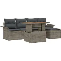 vidaXL Tuinbank Set 6 st Grijs