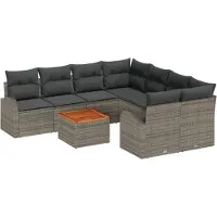 vidaXL Tuinbank Set 9 st Grijs poly rattan