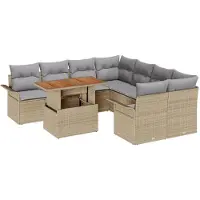 vidaXL Tuinbank Set met kussen beige en lichtgrijs