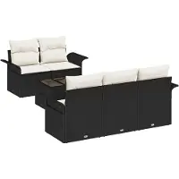 vidaXL Bankstel 6 st Zwart poly rattan