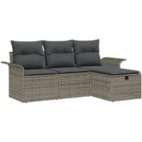 vidaXL Tuinbank Set 4 st Grijs poly rattan