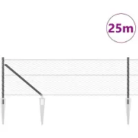 vidaXL zeshoekig gaasgek met palen 25 x 0,6 m PVC-Coated Staal Grijs