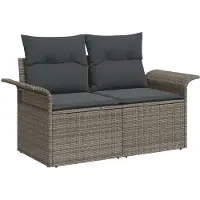 vidaXL Tuinbank Set 10 st Grijs Poly Riet