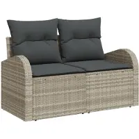 vidaXL Tuinbank Set 6 st Lichtgrijs Poly rattan