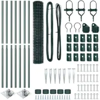 vidaXL Euro-hek met grondpennen 10 x 1,5 m PVC-Coated Staal Groen Mesh