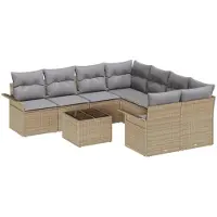 vidaXL Tuinbank Set 9 st Beige poly rattan